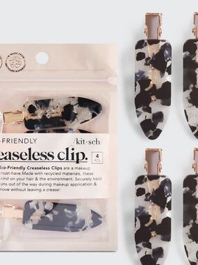 Kitsch Creaseless Hair Clips in Black Terrazzo Pattern